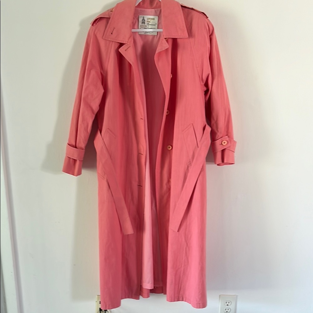 London Fog Peach Pink Coral Trench Coat 10